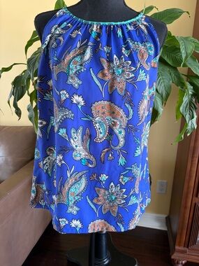 LOFT blue paisley and floral halter- Size M Petite